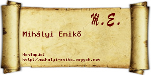 Mihályi Enikő névjegykártya